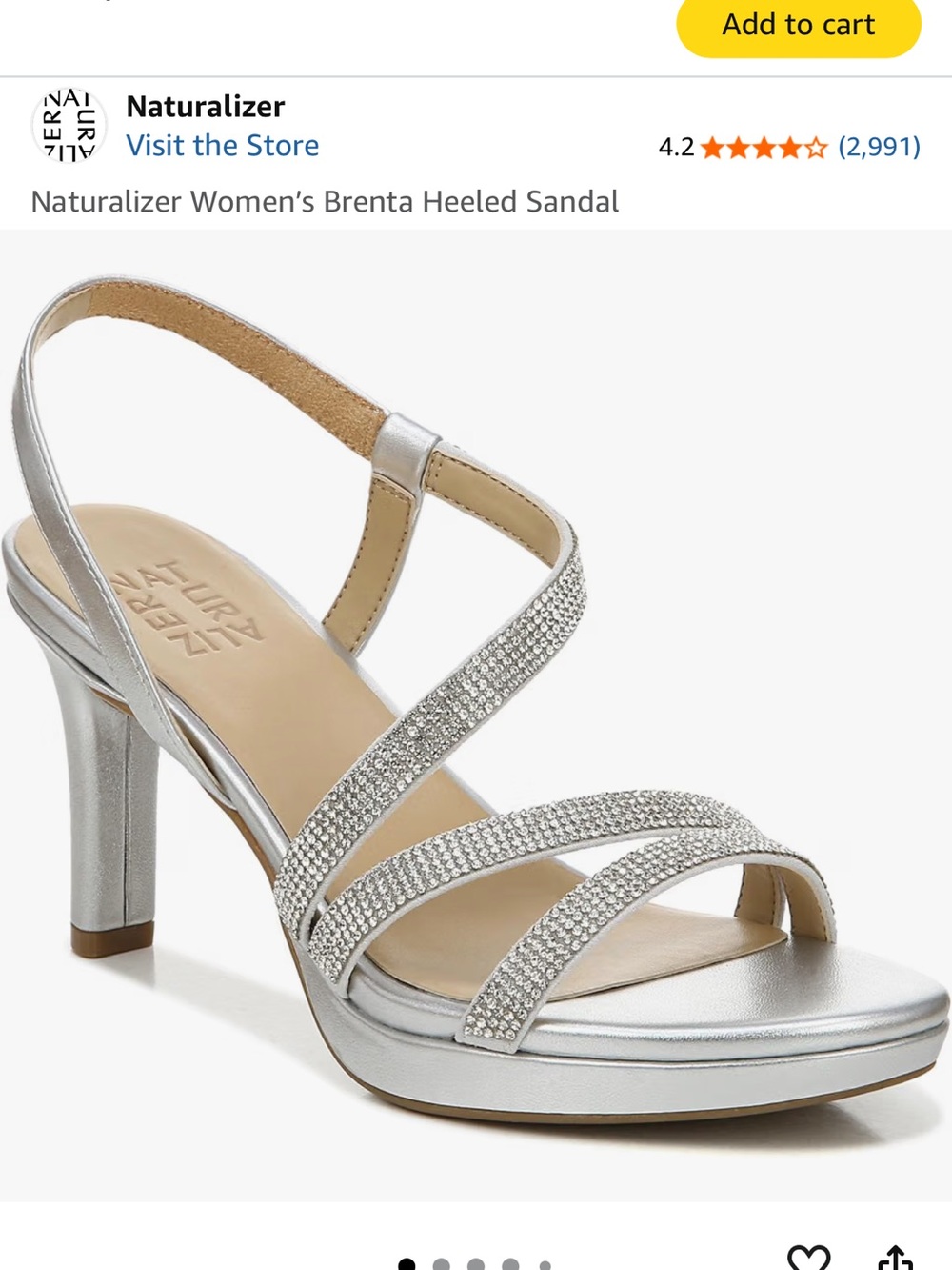 Naturalizer Women's Brenta Silver Heeled Sandal 10 Wide